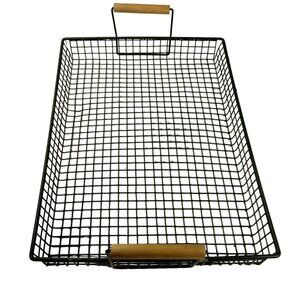 Green Wire Basket Laminated Rectangle Large Flat 16 x 11 inch